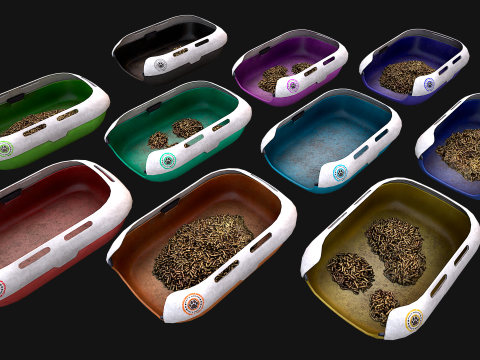 Toilet Pet Cat Litter Box Filler zoo Furniture Pack 3D 모델