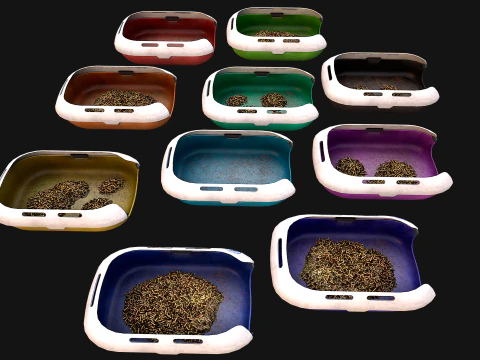 Toilet Pet Cat Litter Box Filler zoo Furniture Pack 3D Model