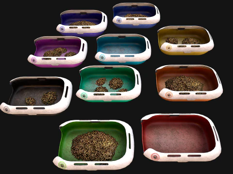 Toilet Pet Cat Litter Box Filler zoo Furniture Pack 3D Model
