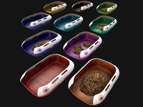 Toilet Pet Cat Litter Box Filler zoo Furniture Pack 3D Model