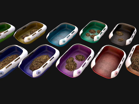 Toilet Pet Cat Litter Box Filler zoo Furniture Pack 3D Model