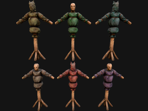 Medieval Wooden Punching Training Dummy Mannequin Modelo 3D