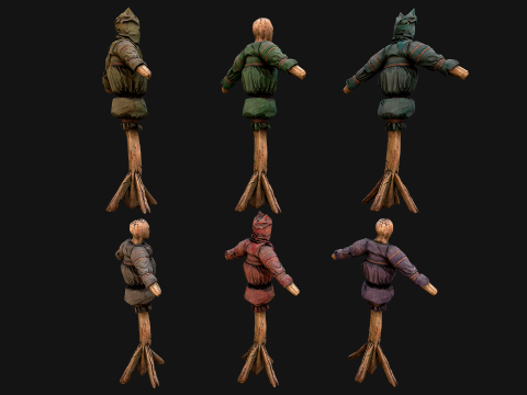 Medieval Wooden Punching Training Dummy Mannequin Modelo 3D
