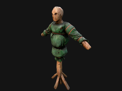 Medieval Wooden Punching Training Dummy Mannequin Modelo 3D