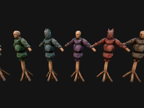Medieval Wooden Punching Training Dummy Mannequin Modelo 3D