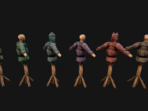 Medieval Wooden Punching Training Dummy Mannequin Modelo 3D
