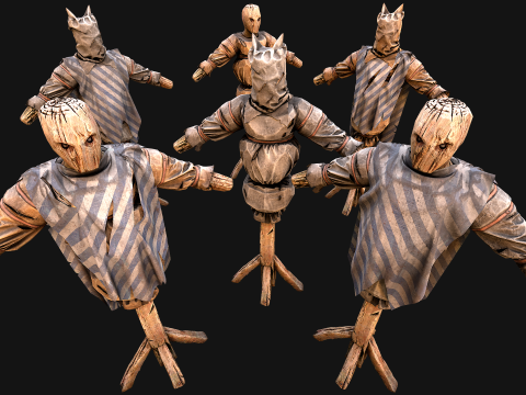 Medieval Wooden Military Prison Dummy Training Camp Environment Modèle 3D