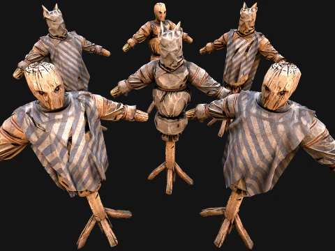 Średniowieczny drewniany manekin więzienia wojskowego środowisko obozu szkoleniowego Model 3D