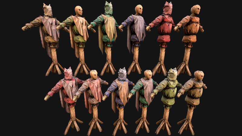 Medieval Wooden Fighting Dummy Mannequin Training Camp 3Dモデル .c4d .max .obj .3ds .fbx .stl .blend 
