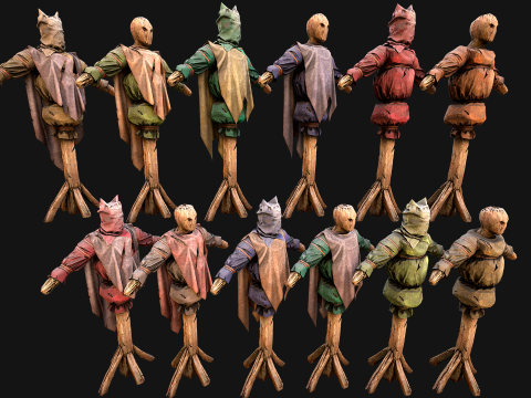 Medieval Wooden Fighting Dummy Mannequin Training Camp 3Dモデル