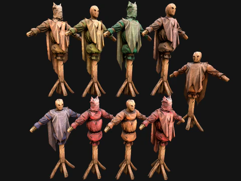 Medieval Wooden Fighting Dummy Mannequin Training Camp 3D Model