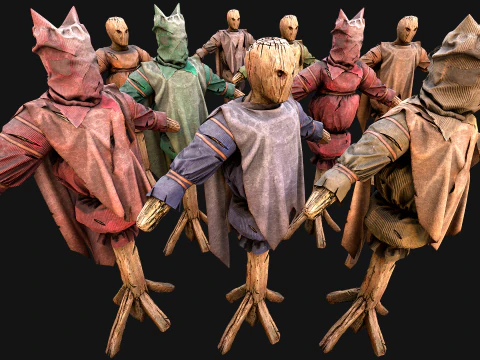 Medieval Wooden Fighting Dummy Mannequin Training Camp 3D Model