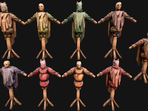 Medieval Wooden Fighting Dummy Mannequin Training Camp 3Dモデル