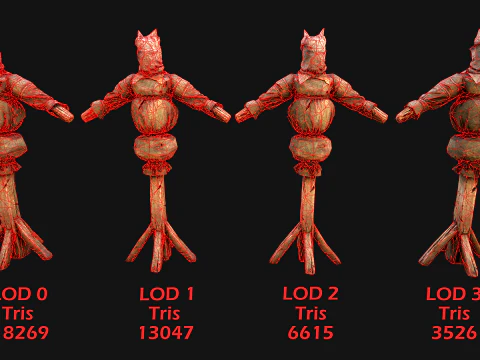 Medieval Wooden Fighting Dummy Mannequin Training Camp 3D Model