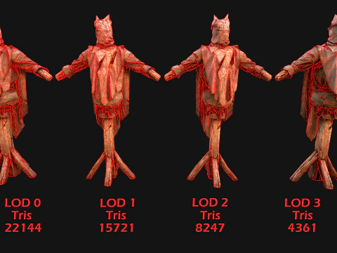 Medieval Wooden Fighting Dummy Mannequin Training Camp 3D Model