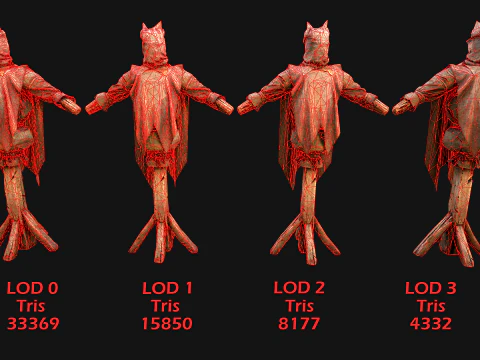 Medieval Wooden Fighting Dummy Mannequin Training Camp 3D Model