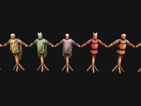 Medieval Wooden Fighting Dummy Mannequin Training Camp 3D Model