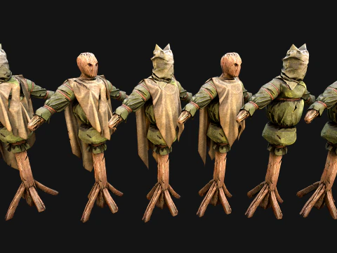 Medieval Wooden Fighting Dummy Mannequin Training Camp 3D Model