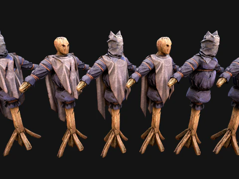 Medieval Wooden Fighting Dummy Mannequin Training Camp 3D Model