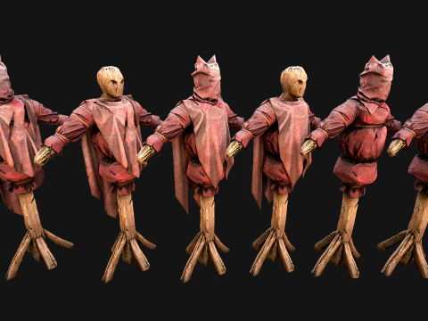 Medieval Wooden Fighting Dummy Mannequin Training Camp 3D Model