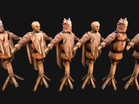 Medieval Wooden Fighting Dummy Mannequin Training Camp 3D Model