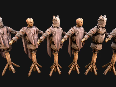 Medieval Wooden Fighting Dummy Mannequin Training Camp 3D Model