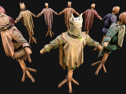 Medieval Wooden Fighting Dummy Mannequin Training Camp 3D Model