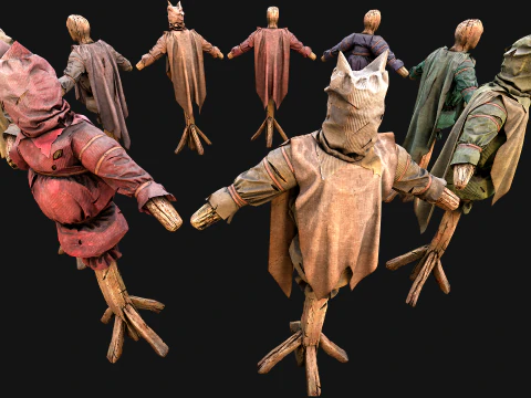 Medieval Wooden Fighting Dummy Mannequin Training Camp 3D Model