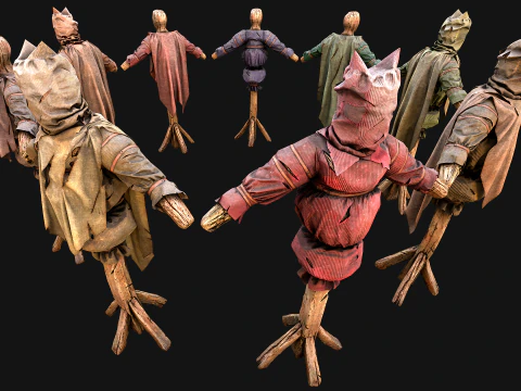Medieval Wooden Fighting Dummy Mannequin Training Camp 3D Model