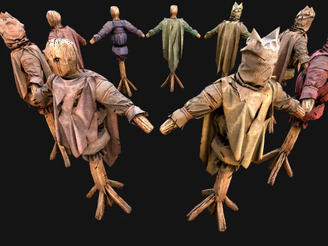 Medieval Wooden Fighting Dummy Mannequin Training Camp 3D Model