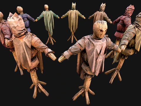 Medieval Wooden Fighting Dummy Mannequin Training Camp 3D Model