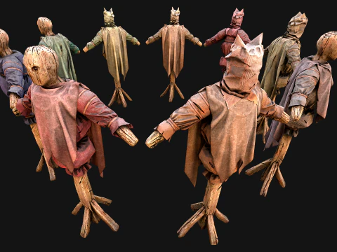 Medieval Wooden Fighting Dummy Mannequin Training Camp 3D Model