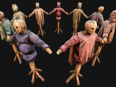 Medieval Wooden Fighting Dummy Mannequin Training Camp 3D Model