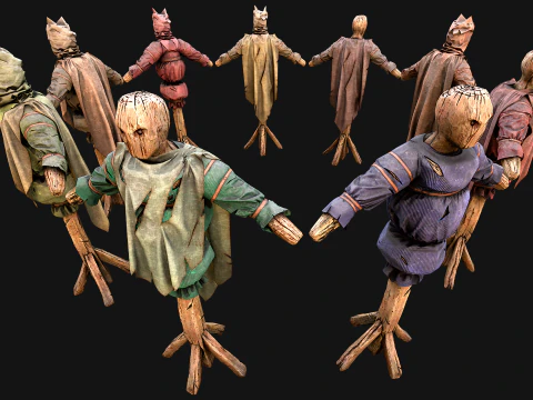 Medieval Wooden Fighting Dummy Mannequin Training Camp 3D Model