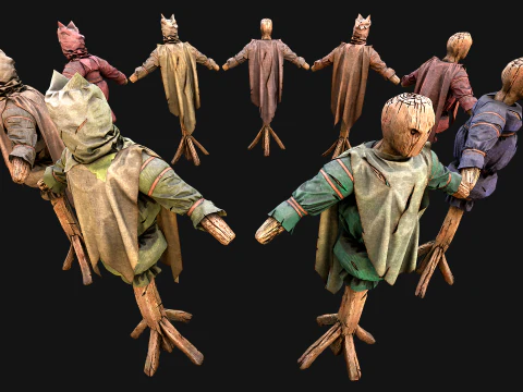 Medieval Wooden Fighting Dummy Mannequin Training Camp 3D Model