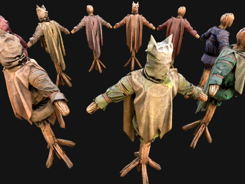 Medieval Wooden Fighting Dummy Mannequin Training Camp 3D Model