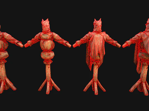 Medieval Wooden Fighting Dummy Mannequin Training Camp 3D Model
