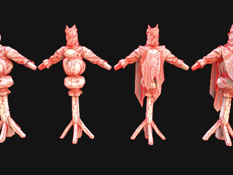 Medieval Wooden Fighting Dummy Mannequin Training Camp 3D Model