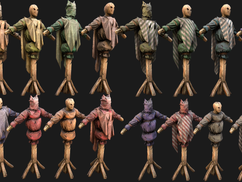 Medieval Wooden Fighting Dummy Mannequin Castle Environment 3D 모델
