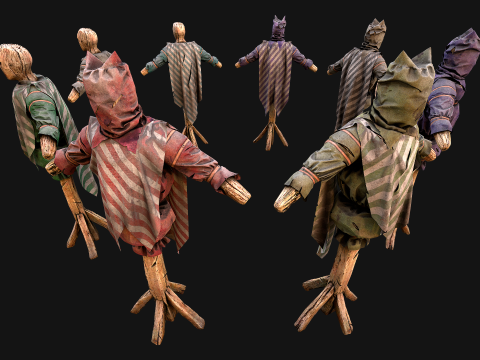 Medieval Wooden Fighting Dummy Mannequin Castle Environment Model 3D