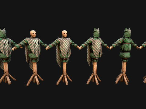 Medieval Wooden Fighting Dummy Mannequin Castle Environment Model 3D