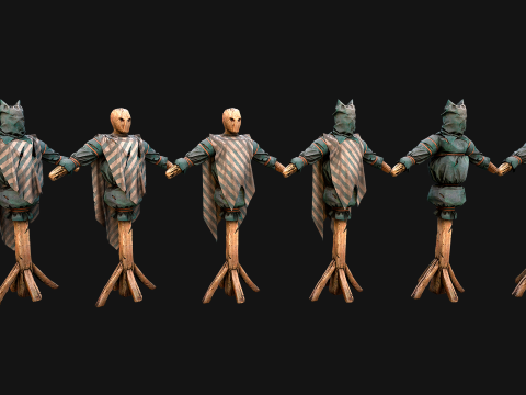 Medieval Wooden Fighting Dummy Mannequin Castle Environment Model 3D