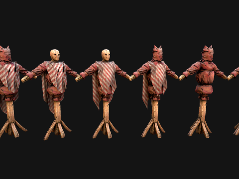 Medieval Wooden Fighting Dummy Mannequin Castle Environment Model 3D