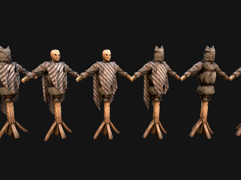 Medieval Wooden Fighting Dummy Mannequin Castle Environment Model 3D