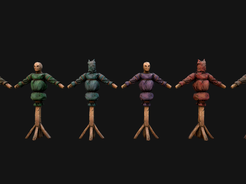 Medieval Wooden Fighting Dummy Mannequin Castle Environment Model 3D