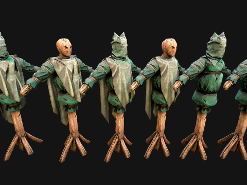 Medieval Wooden Fighting Dummy Mannequin Castle Environment Model 3D