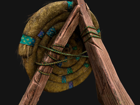 Straw Target Archer Medieval Training Fair Range Barracks 3D Model