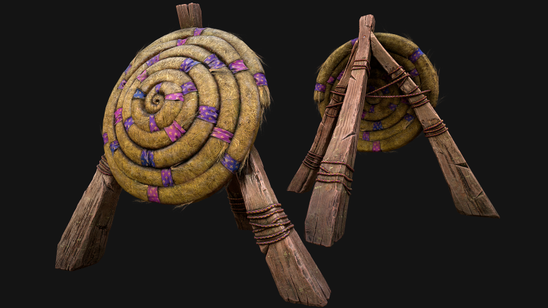 Medieval Wooden Straw Dummy for Training Fair Castle Props Modello 3D .c4d .max .obj .3ds .fbx .stl .blend