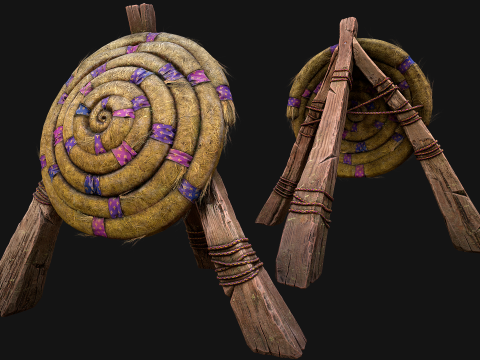 Medieval Wooden Straw Dummy for Training Fair Castle Props 3D Model