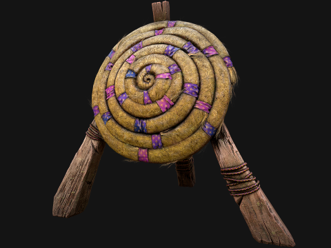 Medieval Wooden Straw Dummy for Training Fair Castle Props Modello 3D